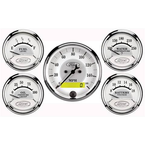 5 PC. GAUGE KIT 3-1/8" & 2-1/16" ELEC. SPEEDOMETER FORD MASTERPIECE