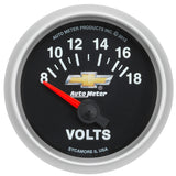 2-1/16" VOLTMETER 18V ELECTRIC CHEVY GOLD BOWTIE