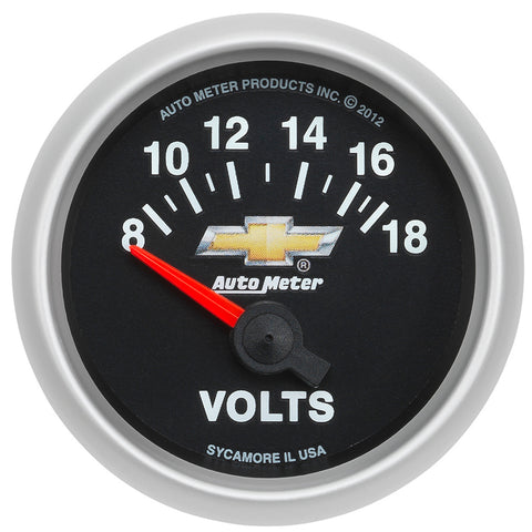 2-1/16" VOLTMETER 18V ELECTRIC CHEVY GOLD BOWTIE