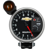 5" TACHOMETER 0-10000 RPM PEDESTAL W/ EXT. SHIFT-LITE CHEVY GOLD BOWTIE