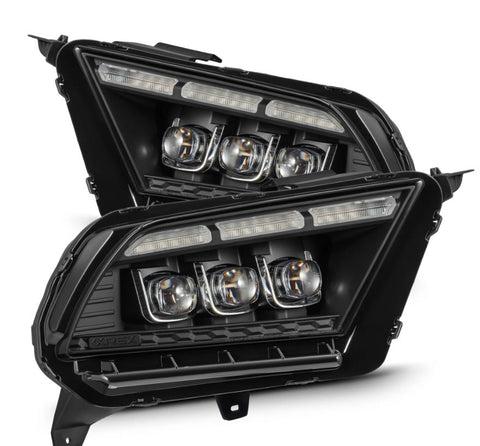AlphaRex-10-12 Ford Mustang LED Projector Headlights In Black