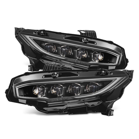 AlphaRex-16-21 Honda Civic LED Projector Headlights In Black