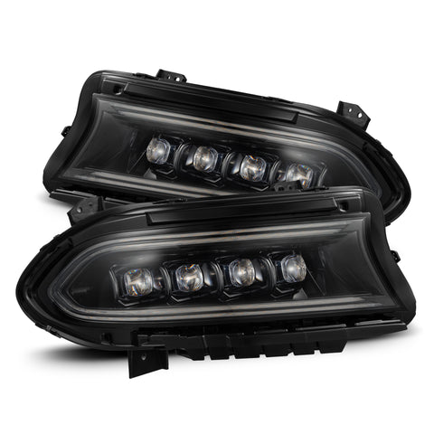 AlphaRex-15-23 Dodge Charger LED Projector Headlights In Alpha-Black