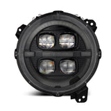 AlphaRex-18-24 Jeep Wrangler JL/Gladiator LED Projector Headlights In Alpha Black