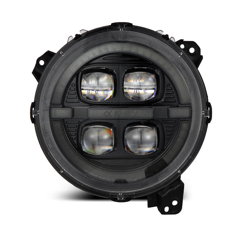 AlphaRex-18-24 Jeep Wrangler JL/Gladiator LED Projector Headlights In Alpha Black