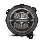 AlphaRex-18-24 Jeep Wrangler JL/Gladiator LED Projector Headlights In Black