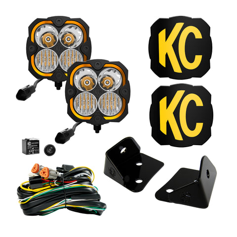 KC Hilites FLEX ERA 4 - 2-Light System - Pillar Mount - 80W Combo Beam - For Jeep JK