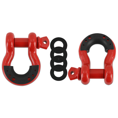 Borne Off-Road BNDR-RD 3/4 In Steel D-Ring Shackle Set  Red  2 Pieces