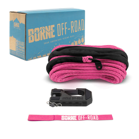Borne Off-Road BNWN-SR-38-85KPK Replacement Synthetic Winch Rope  Pink  Hook  And Tether Strap