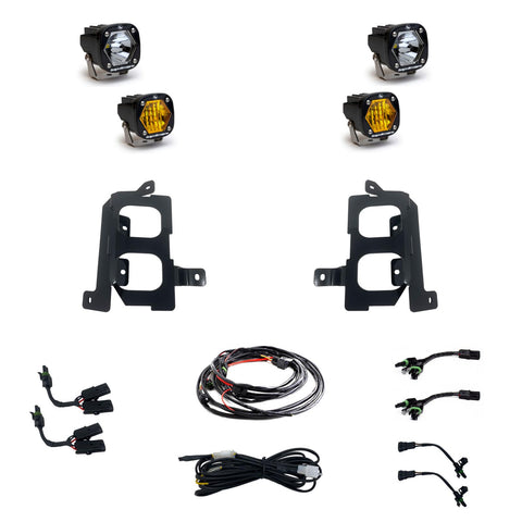 S1 Dual Fog Pocket Kit - '20-23 Sierra 2500HD/3500HD (Wide Cornering/Spot; Baja Amber/Clear)