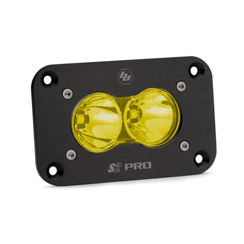 S2 Pro Black Flush Mount LED Light Pod (Spot; Baja Amber)