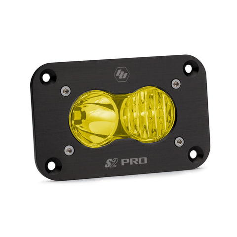 S2 Pro Black Flush Mount LED Light Pod (Driving/Combo; Baja Amber)