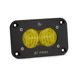 S2 Pro Black Flush Mount LED Light Pod (Wide Cornering; Baja Amber)