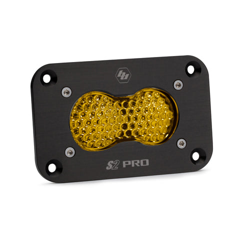 S2 Pro Black Flush Mount LED Light Pod (Work/Scene; Baja Amber)