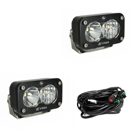 S2 Pro Black LED Light Pod Pair (Driving/Combo; Clear)