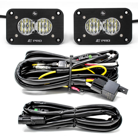 S2 Pro Black Flush Mount LED Light Pod Reverse Kit (Wide Cornering; Clear)