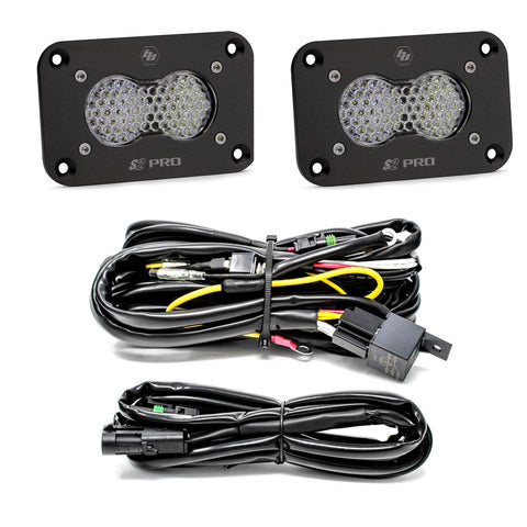 S2 Pro Black Flush Mount LED Light Pod Reverse Kit (Work/Scene; Clear)