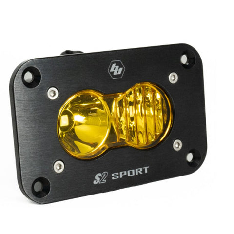 S2 Sport Black Flush Mount LED Light Pod (Driving/Combo; Baja Amber)
