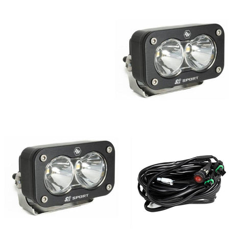S2 Sport Black LED Light Pod Pair (Spot; Clear)