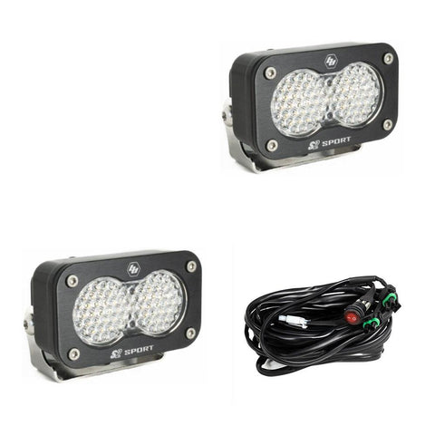 S2 Sport Black LED Light Pod Pair (Work/Scene; Clear)