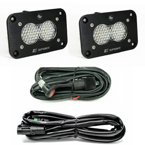 S2 Sport Black Flush Mount LED Light Pod Reverse Kit (Work/Scene; Clear)