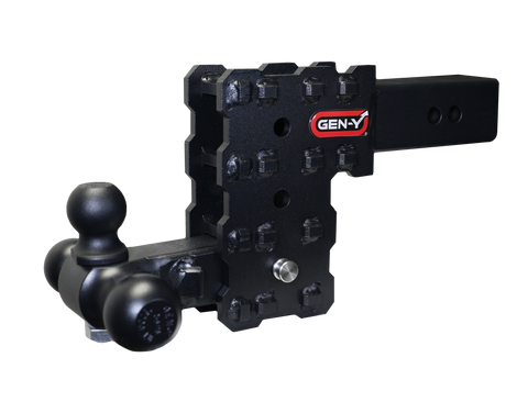 GEN-Y - PHANTOM-X 2.5" Solid Shank 5" Drop 1.6K TW 16K Hitch & GH-052 Tri-Ball Mount - GH-2433X