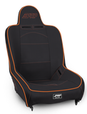 Premier High Back Suspension Seat; Black & Orange Vinyl