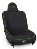 Premier High Back Suspension Seat; Black & Green Vinyl