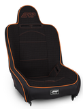 Premier High Back Suspension Seat; Black & Orange Tweed
