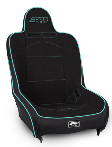 Premier High Back Suspension Seat; Black & Teal Tweed