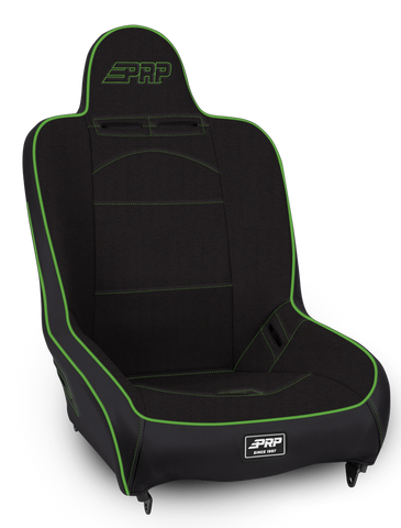 Premier High Back Suspension Seat; Black & Green Tweed
