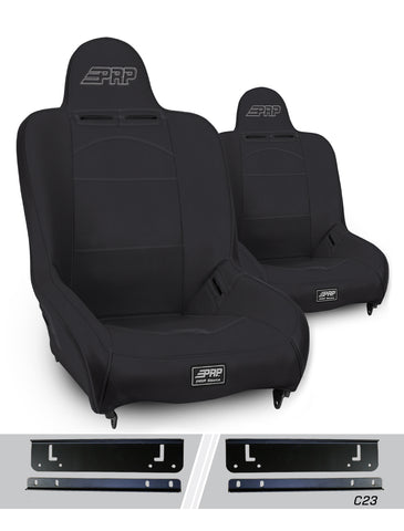 Premier High Back Suspension Seats Kit For 97-02 Jeep Wrangler TJ (Pair)  Black