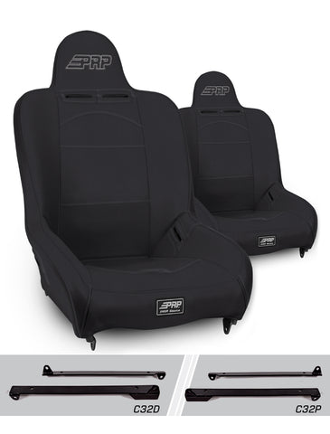 Premier High Back Suspension Seats Kit For Jeep Wrangler CJ7/YJ (Pair)  Black
