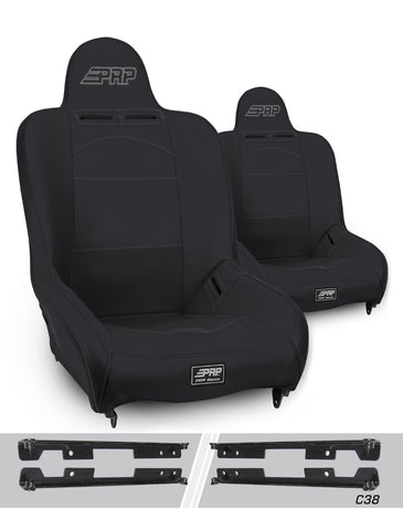 Premier High Back Suspension Seats Kit For Jeep Wrangler JK/JKU (Pair)  Black