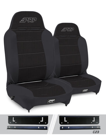 Enduro High Back Reclining Suspension Seats Kit For 97-02 Jeep Wrangler TJ (Pair)  Black