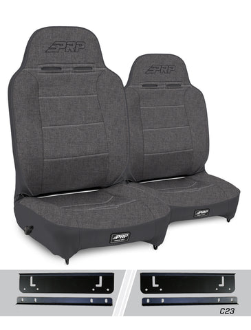 Enduro High Back Reclining Suspension Seats Kit For 97-02 Jeep Wrangler TJ (Pair)  Grey