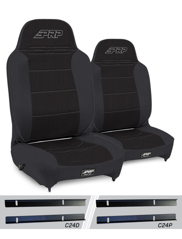 Enduro High Back Reclining Suspension Seats Kit For 03-06 Jeep Wrangler TJ (Pair)  Black