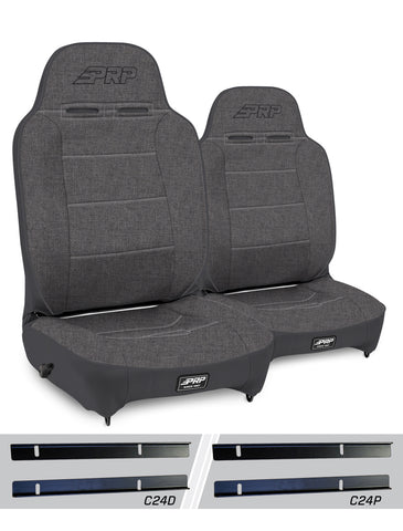 Enduro High Back Reclining Suspension Seats Kit For 03-06 Jeep Wrangler TJ (Pair)  Grey