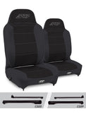 Enduro High Back Reclining Suspension Seats Kit For Jeep Wrangler CJ7/YJ (Pair)  Black