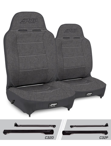 Enduro High Back Reclining Suspension Seats Kit For Jeep Wrangler CJ7/YJ (Pair)  Grey