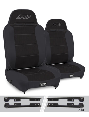 Enduro High Back Reclining Suspension Seats Kit For Jeep Wrangler JK/JKU (Pair)  Black