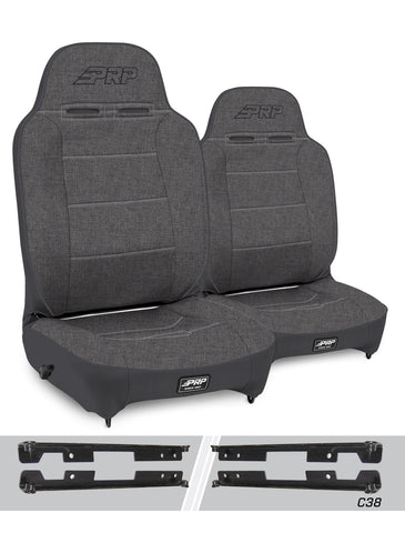 Enduro High Back Reclining Suspension Seats Kit For Jeep Wrangler JK/JKU (Pair)  Grey