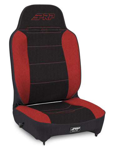 Enduro High Back Reclining Suspension Seat  Driver Side; Black And Red