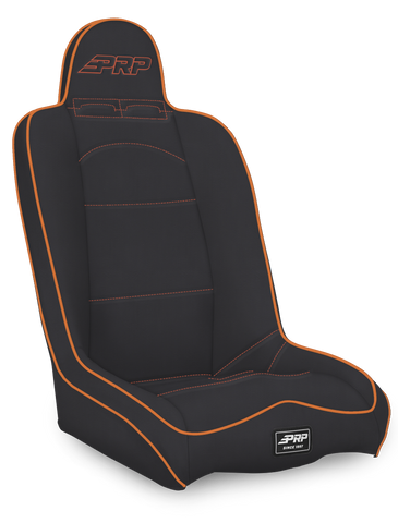 Daily Driver High Back Suspension Seat; Black & Orange Vinyl