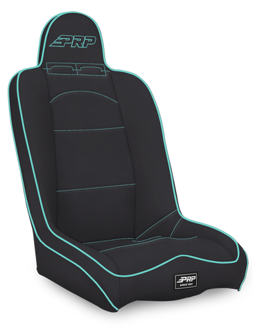 Daily Driver High Back Suspension Seat; Black & Teal Vinyl