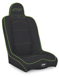 Daily Driver High Back Suspension Seat; Black & Green Vinyl