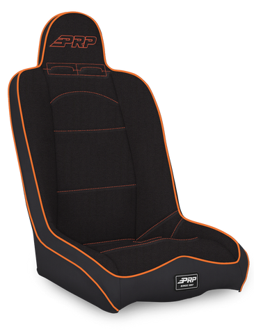 Daily Driver High Back Suspension Seat; Black & Orange Tweed