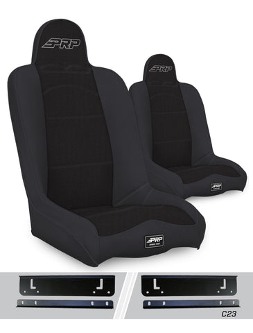 Daily Driver High Back Suspension Seats Kit For 97-02 Jeep Wrangler TJ (Pair)  Black