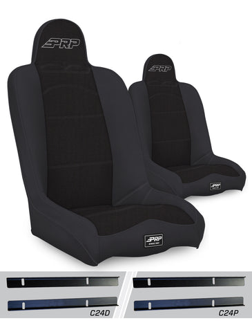 Daily Driver High Back Suspension Seats Kit For 03-06 Jeep Wrangler TJ (Pair)  Black