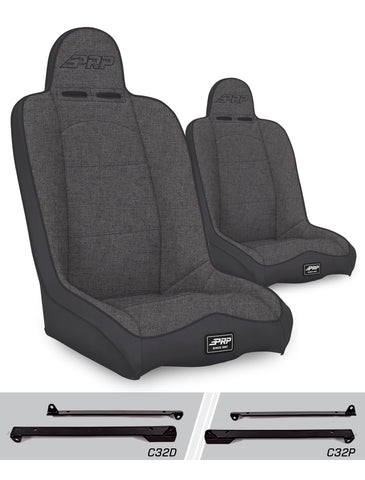Daily Driver High Back Suspension Seats Kit For Jeep Wrangler CJ7/YJ (Pair)  Grey